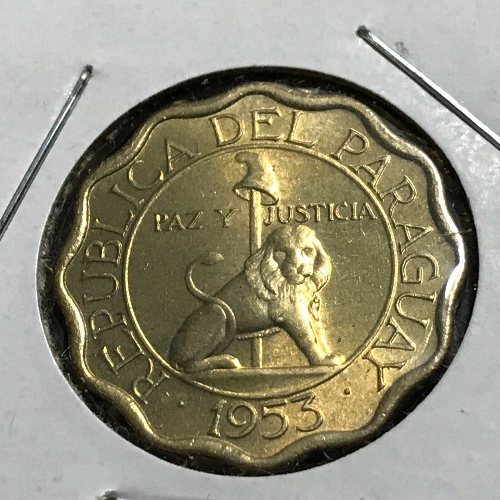 1953 Paraguay 15 Centimos Brilliant Uncirculated Coin