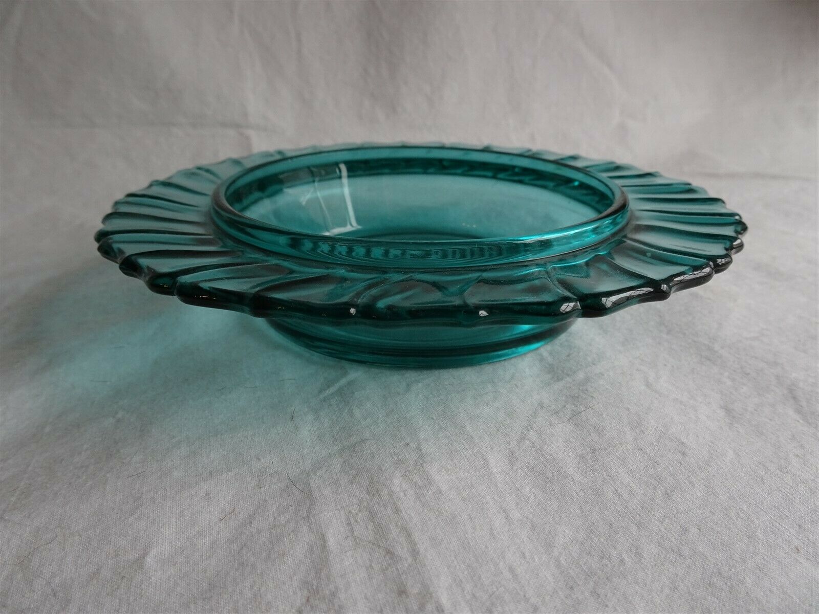 Vintage Jeannette Glass Ultramarine Petal Swirl Butter Dish, Bottom Only