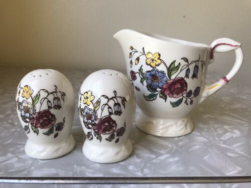 Vintage Vernon Kilns California Pottery May Flower Vernonware Shakers & Creamer