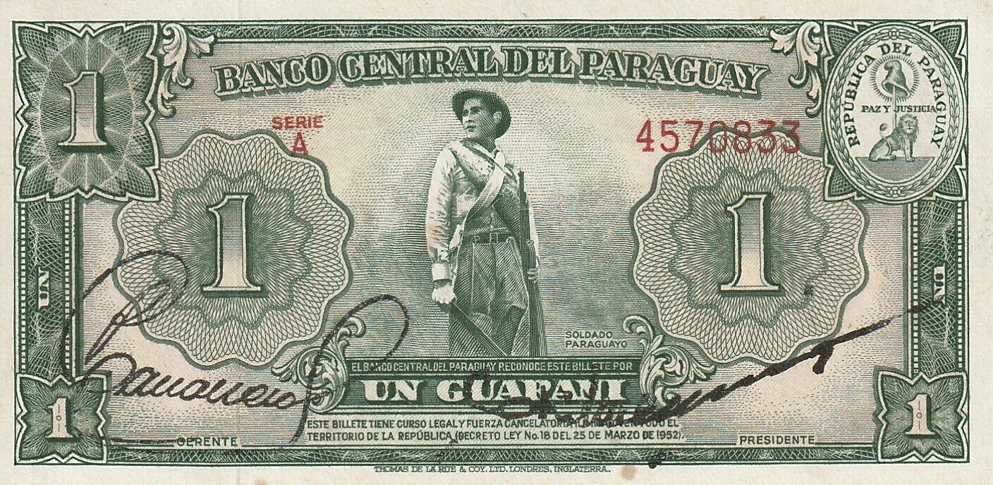 Paraguay   1 Guarani   1952   P 185a   Unc