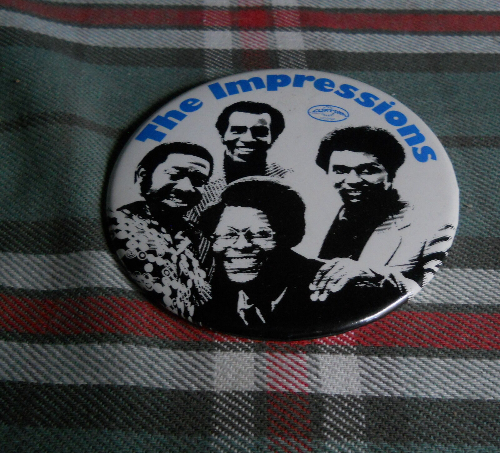 Vintage The Impressions  4" Diameter-pin Back- Curtom Records Logo