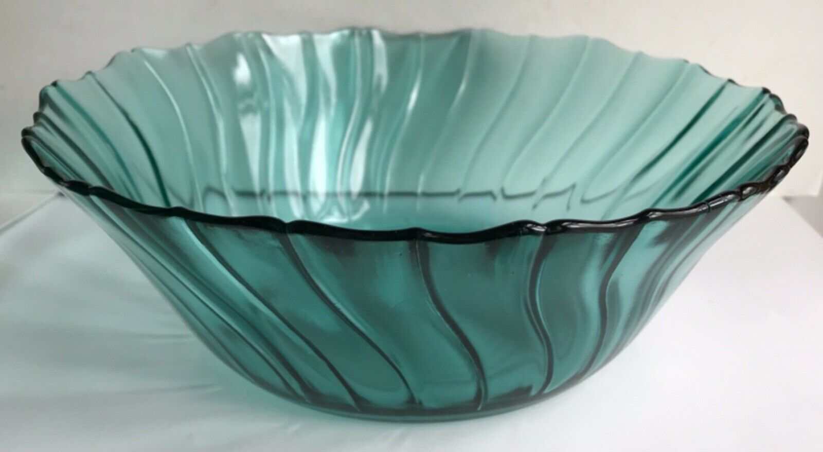 Jeannette Swirl Ultramarine Depression Glass Large Serving Bowl C1930’s Vg Cond