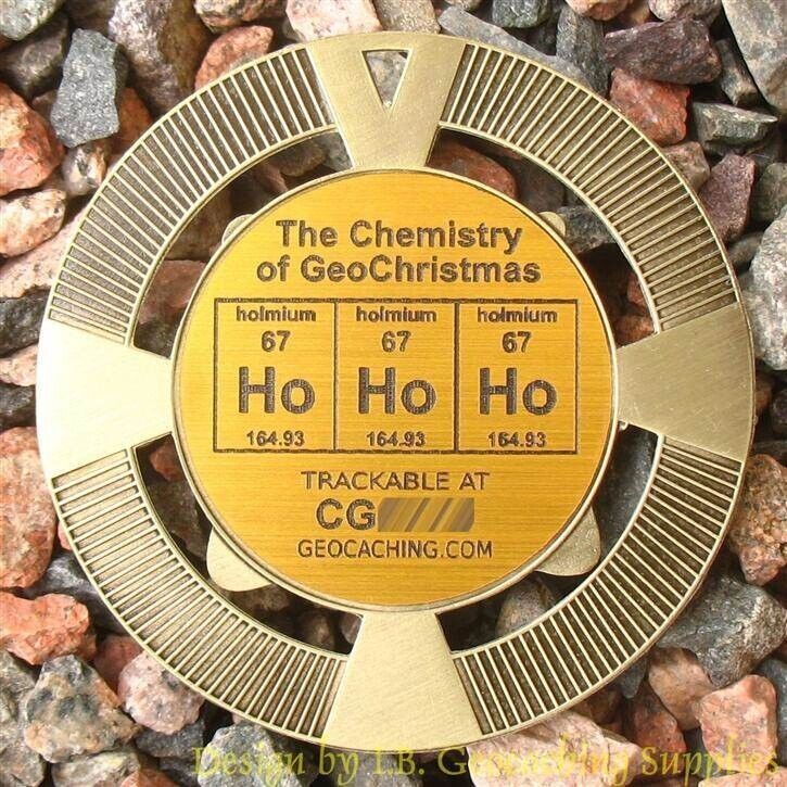 Ho Ho Ho - Chemistry Of Christmas Geomedal Geocoin (2.5", Antique Gold Finish)