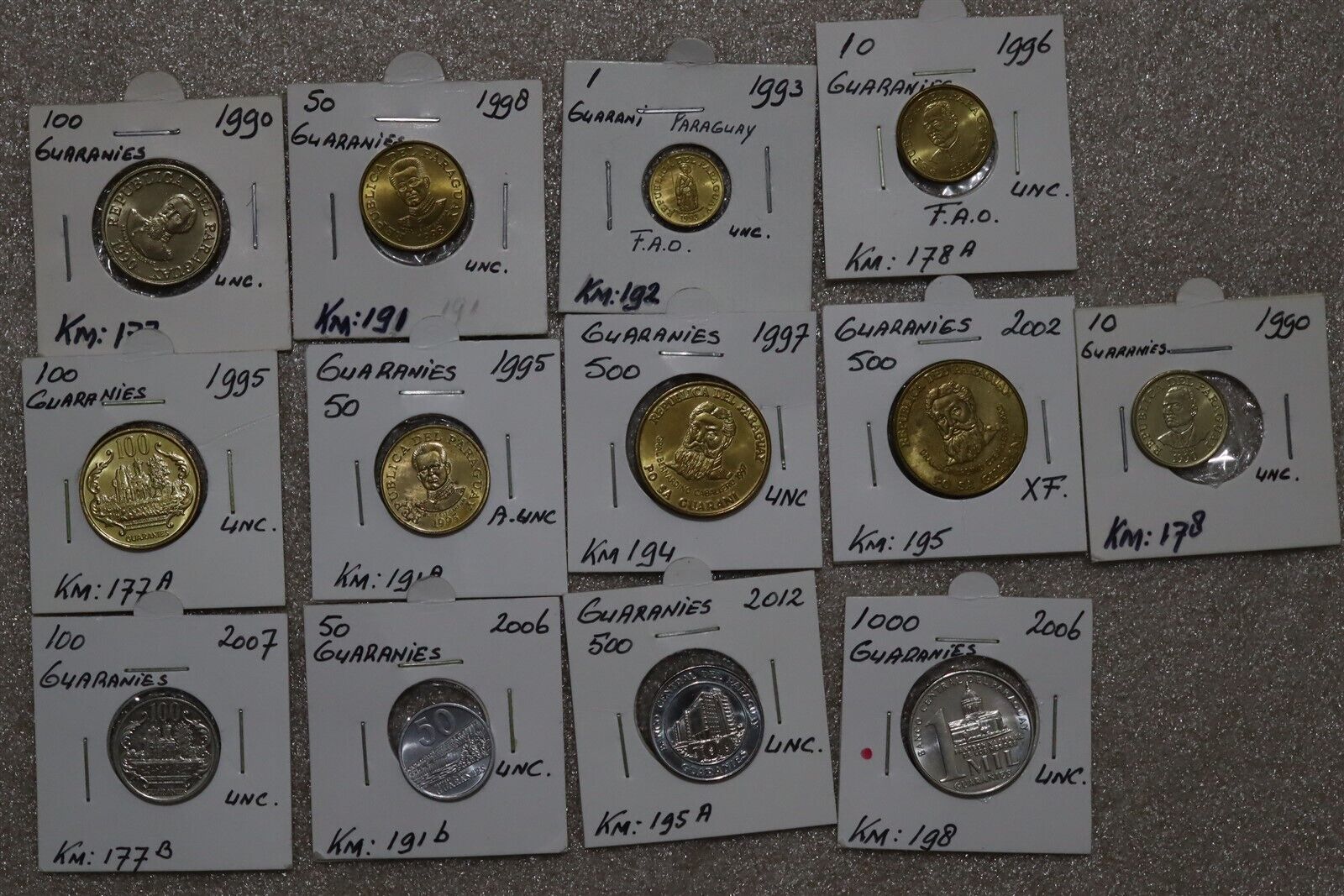 Paraguay - Guaranies - 13 Coins Collection B49 #n977