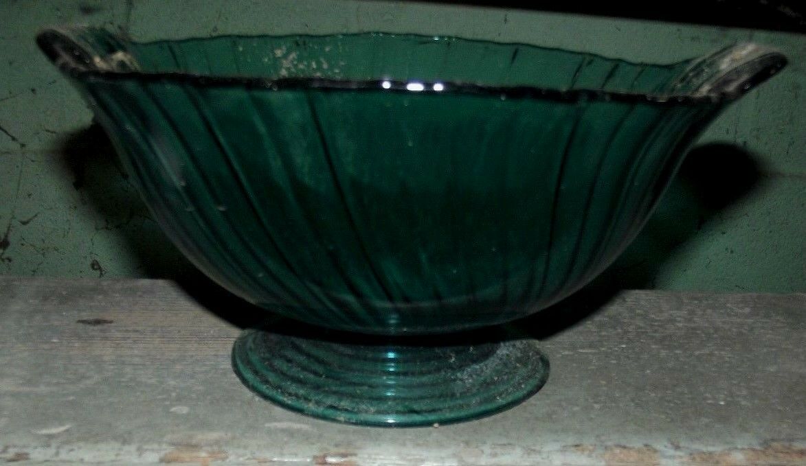 Swirl Auqamarine Console Bowl By Jeannette Glass Company