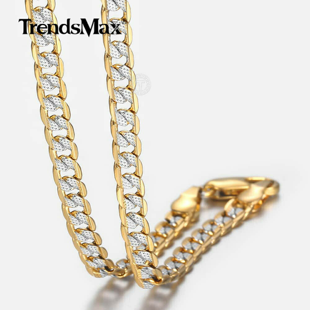 4mm 18-30" Diamond-cut Curb Cuban Link Gold Filled Chain Necklace Men Women