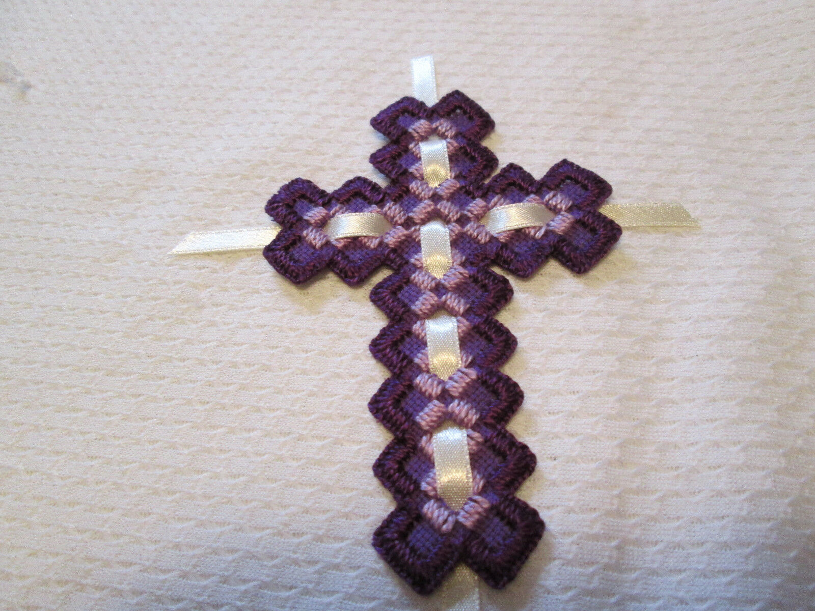 Hardanger Cross Book Mark  Norwegian Embroidery - Lavender - Purple