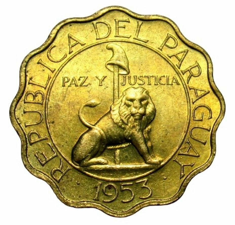 Paraguay 50 Centimos 1953 Km#28 Lion (b8)
