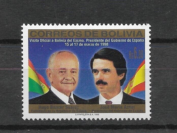 Bolivia Year 1998 Visit Of Prime Minister J. M. Aznar Spain Sc 1025 Mnh Mi 1364
