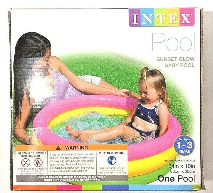Colorful Inflatable Baby Pool - Sunset Glow Baby Pool 34in X 10 In New In Box