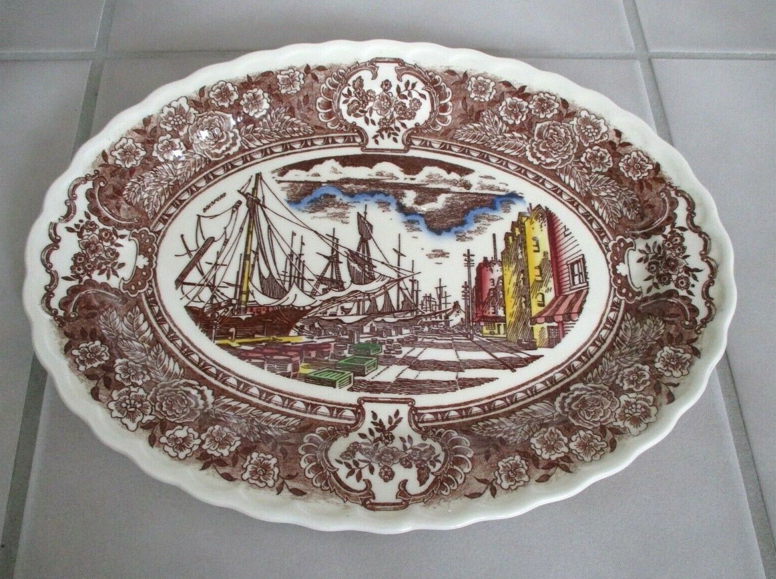 Vernon's 1860 By Metlox Poppytrail 12" Oval Serving Platter Plate Bostford
