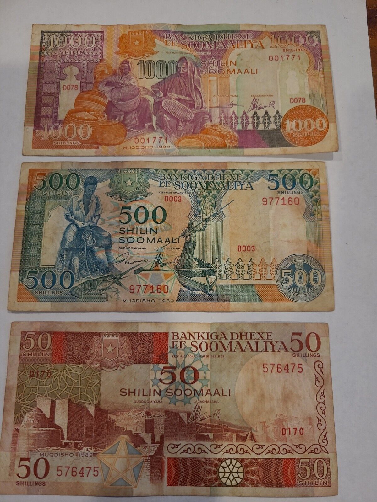 Somalia Banknotes - 1550 Shilin - (1000,500,50) Great Price And Free Shipping!!!