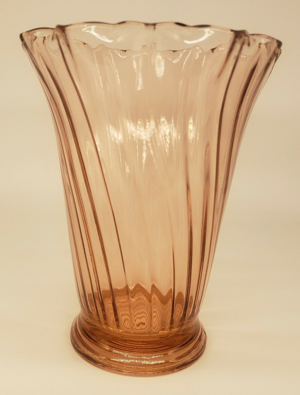 Vintage Jeannette Pink Swirl Depression Glass Vase