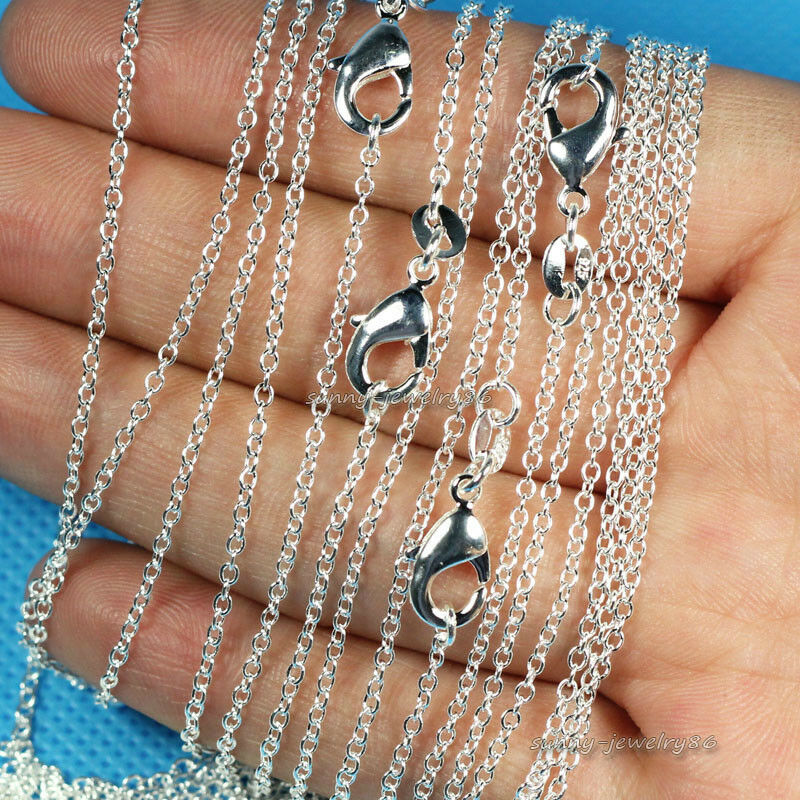 Wholesale 10pcs 925 Sterling Solid Silver Plated 1mm "o" Chain Necklace 18"