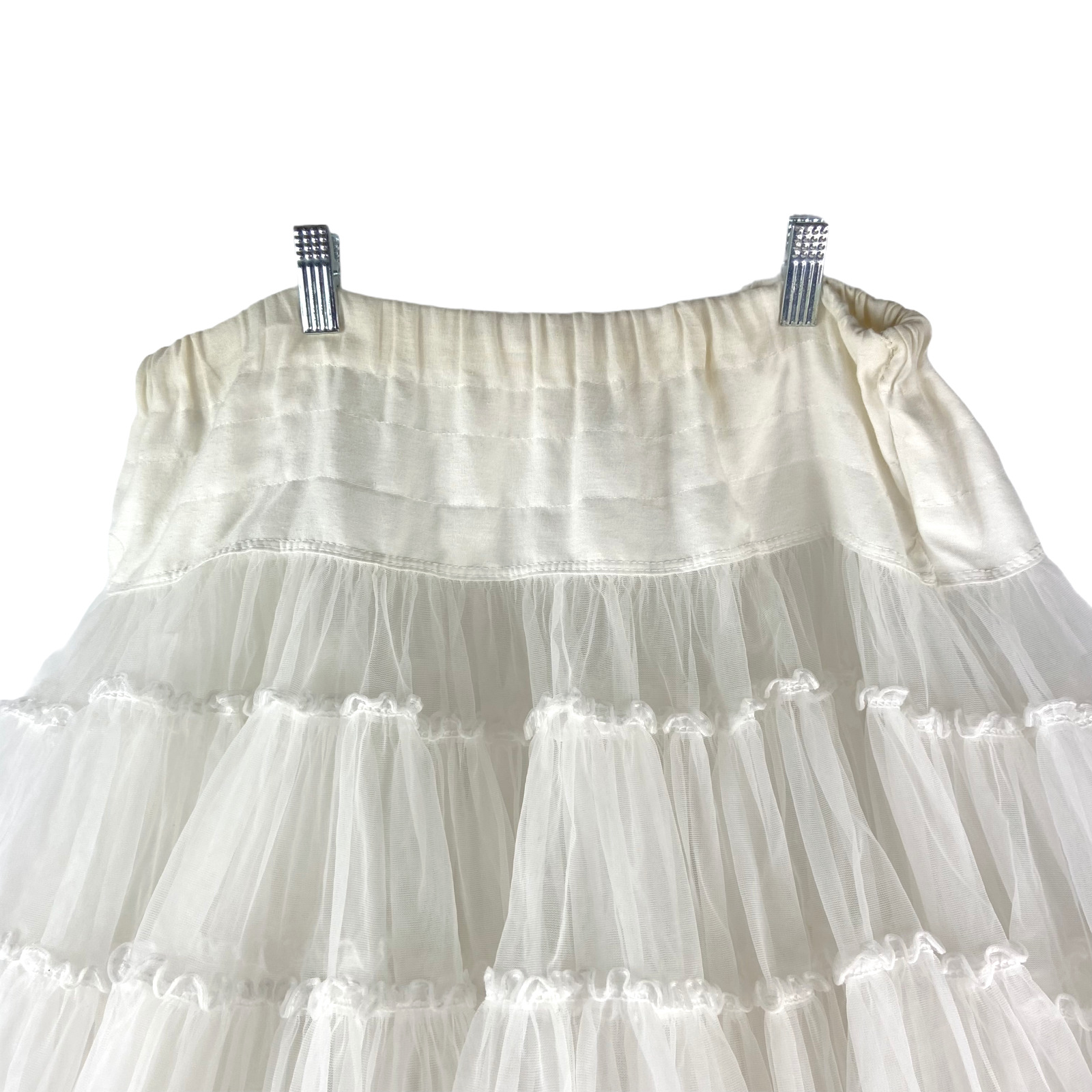 Square Dance Petticoat Skirt White Tutu Dress Up Swing Western Tulle  W 30"- 38"