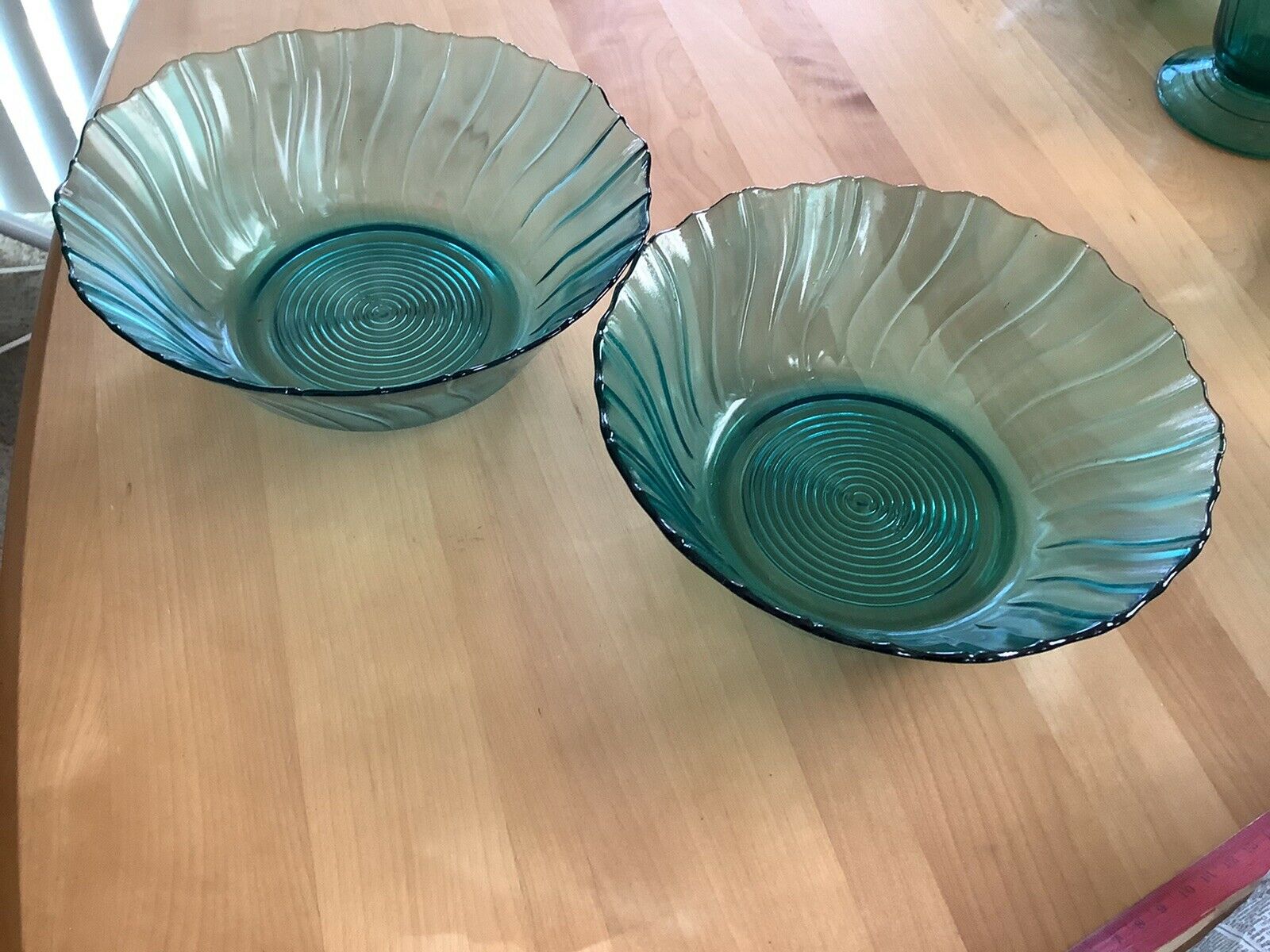 Jeannette Swirl Ultramarine Depression Glass Large Vegetable Serving Bowls