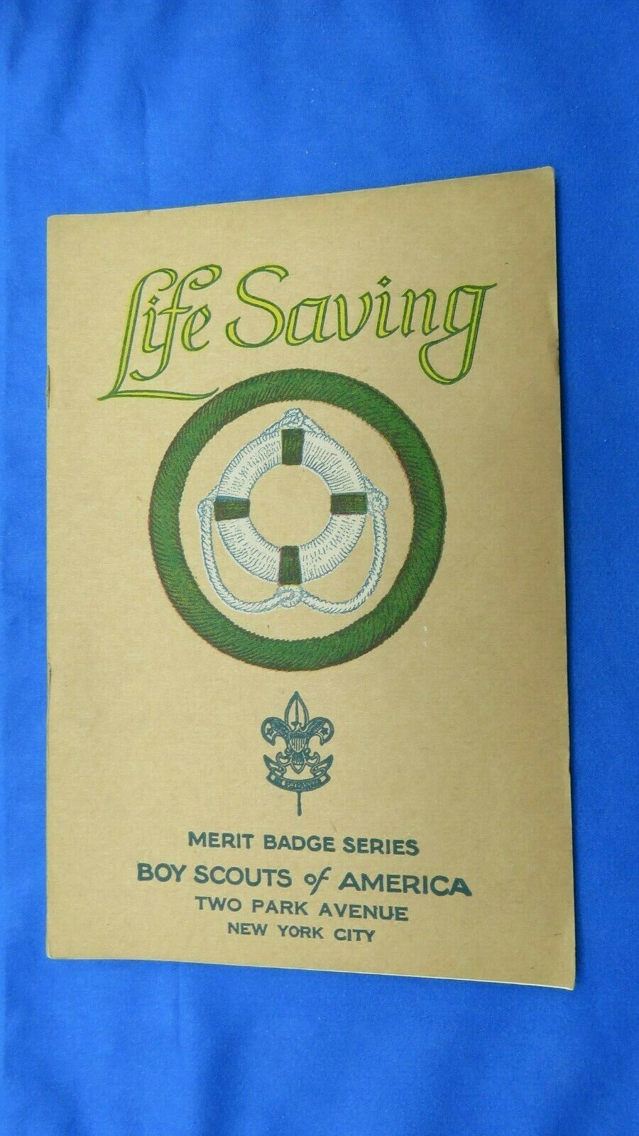 1930 Life Saving Tan Merit Badge Pamplet Boy Scouts-bsa Book
