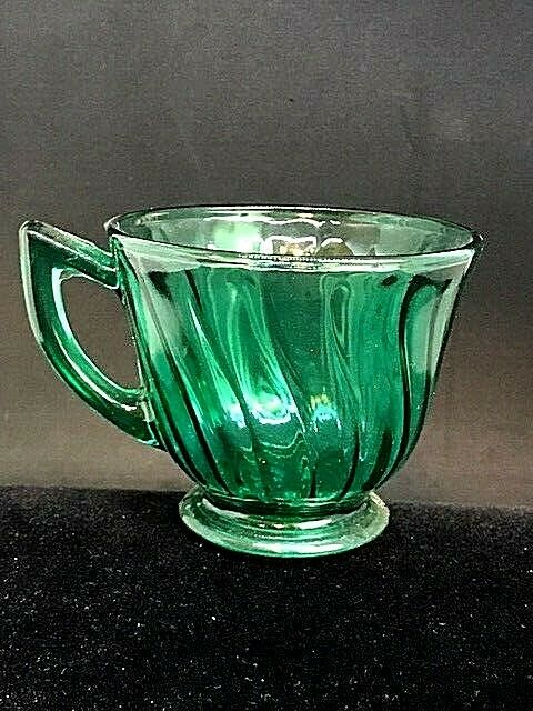 Vintage Ultramarine Swirl Depression Glass “petal Swirl" Cup, Original
