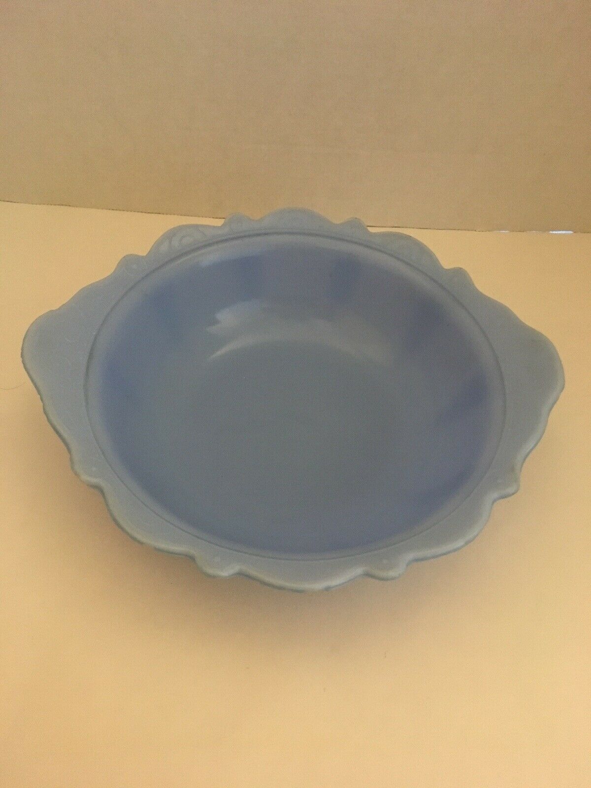 Mckee Swirl Depression Glass Delphite Blue Bowl 10" Diameter Inc. Handles