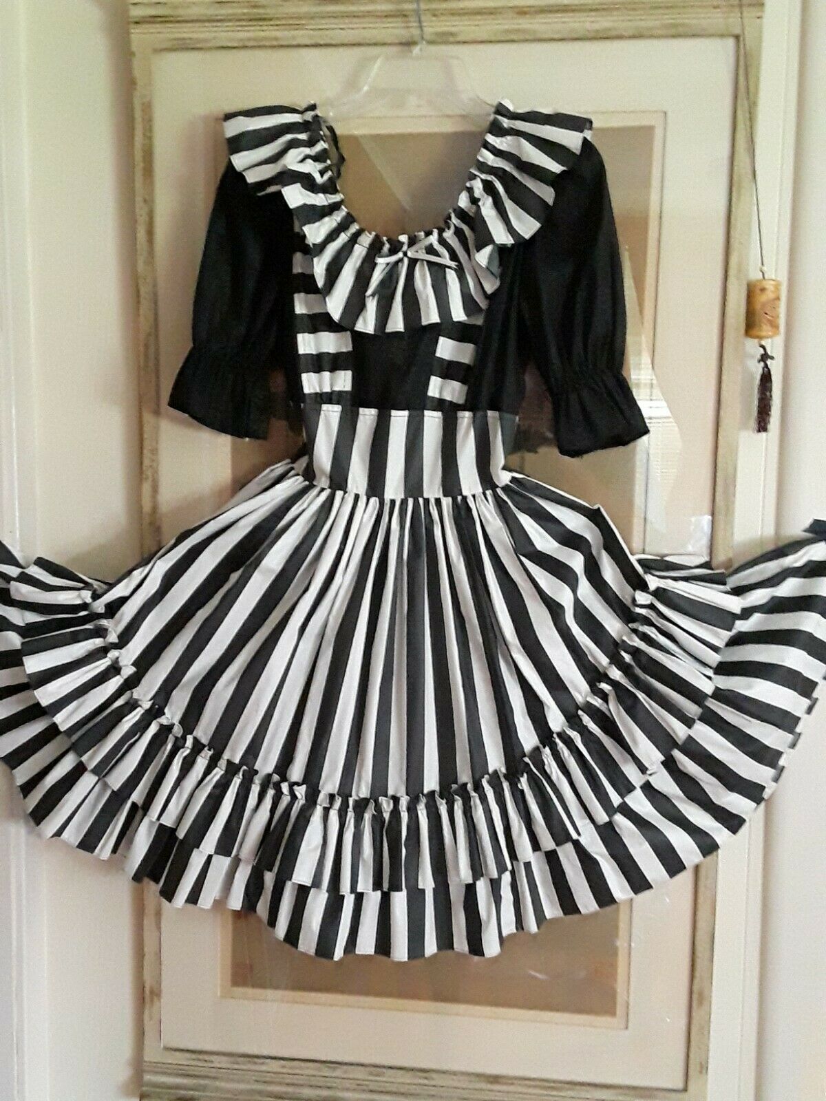 Square Dancing Dress By -call It Fancy' Size 12, Euc Black And White Stripes
