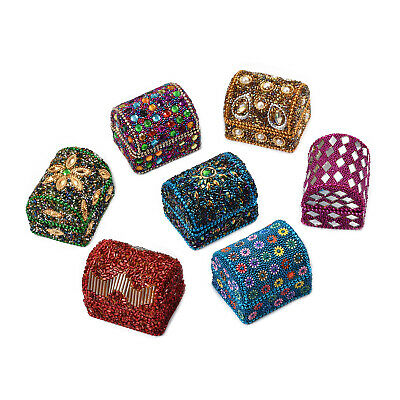 Multi Color Wooden Beaded Chest Set Of 7 Travel Jewelry Organizer Box Storage