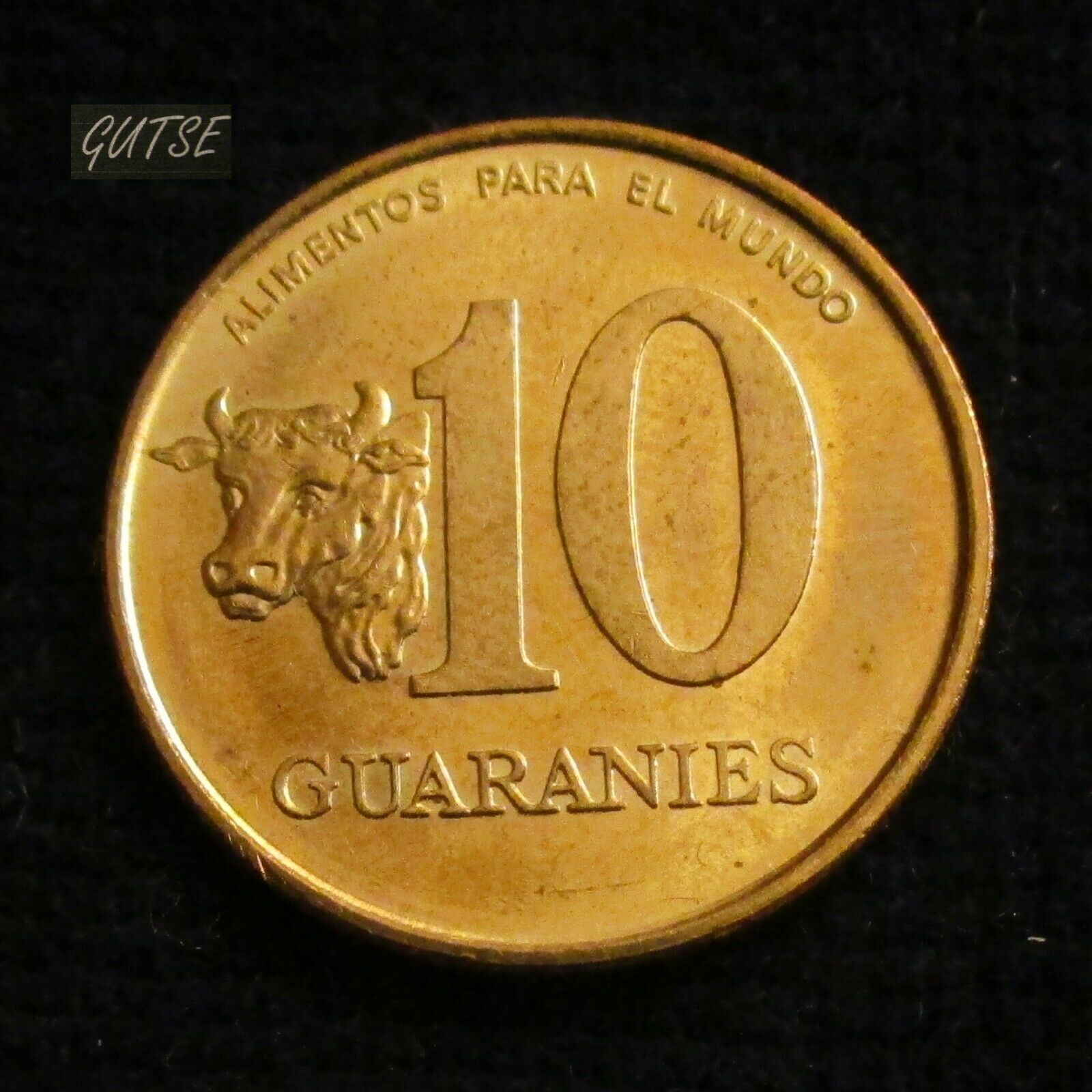 Paraguay, 10 Guaranies 1996, Cow Head, Uncirculated.