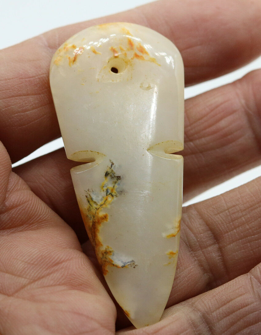 Collection Hand-carved Chinese Hetian White Jade Pendant Amulet D586
