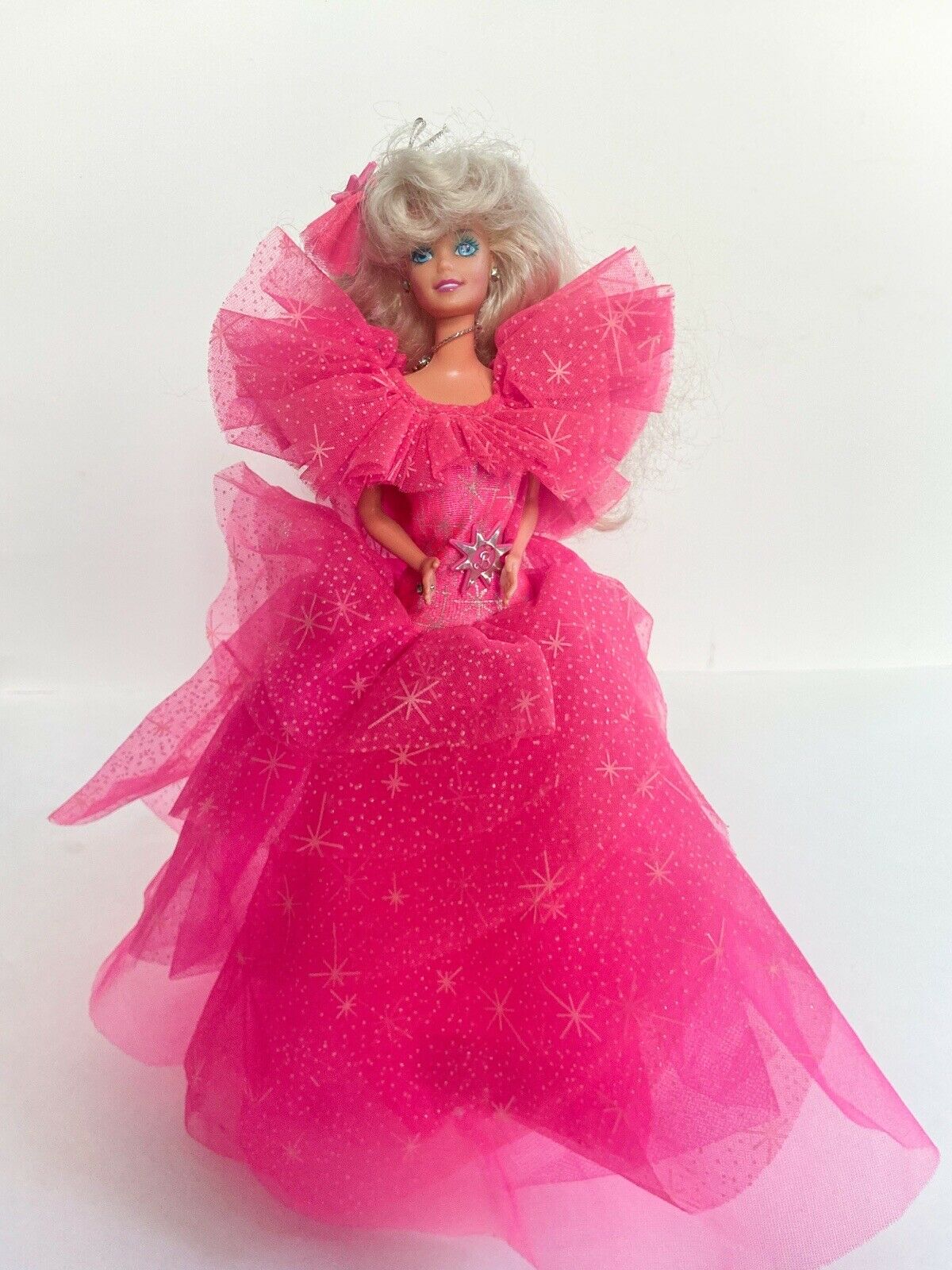 Happy Holidays Barbie 1990 Holiday Barbie Doll Mattel 11 1/2 In Pink Gown Blonde