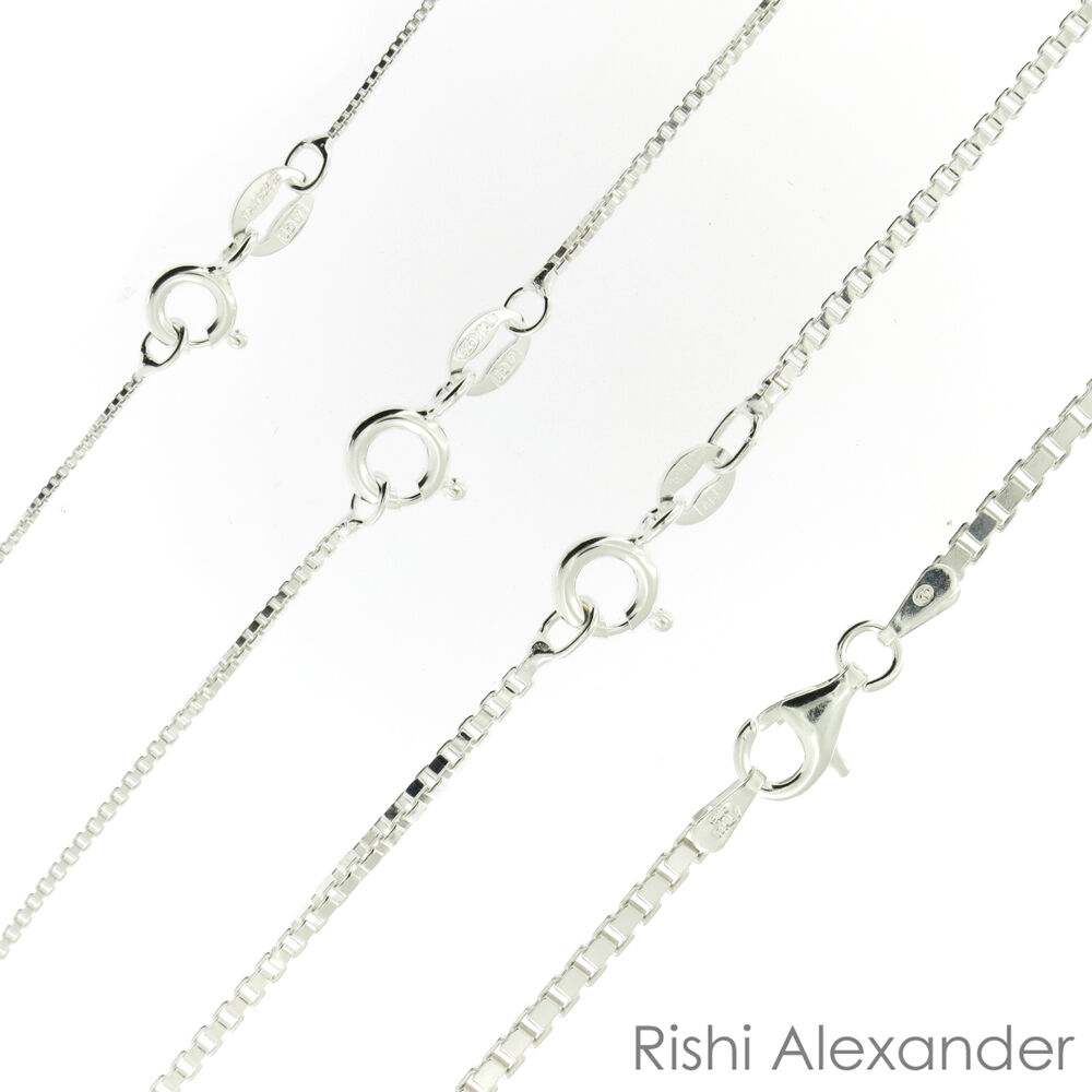 925 Sterling Silver Box Chain Necklace All Sizes Stamped .925 Italy