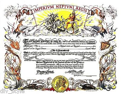 Shellback Certificate Blank Unused Mint Condition Us Naval Institute
