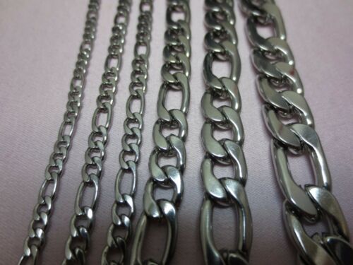 3/4/5/7/9/10/12 Mm Men's 7-40" Stainless Steel Silver Figaro Rope Chain Necklace