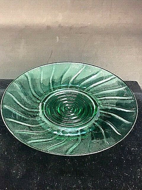 Vintage Ultramarine Swirl Depression Glass “petal Swirl" Saucer, Original