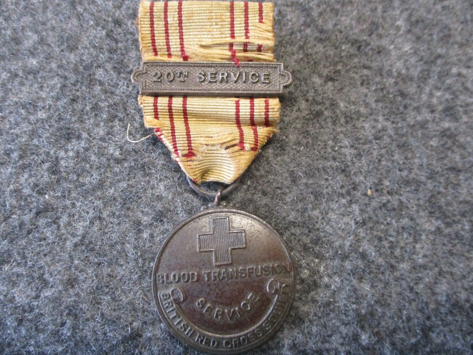British Red Cross Blood Transfusion Medal With 20th Service Bar Engraved
