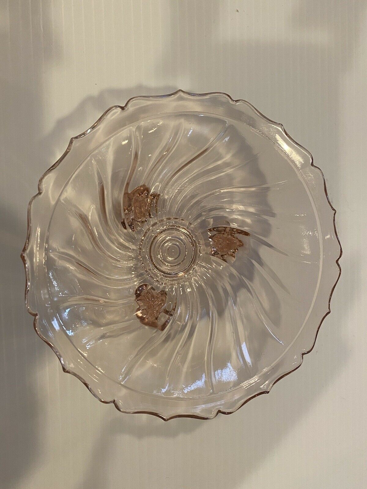 Jeanette Depression Glass Swirl Pink 3 Footed Bowl