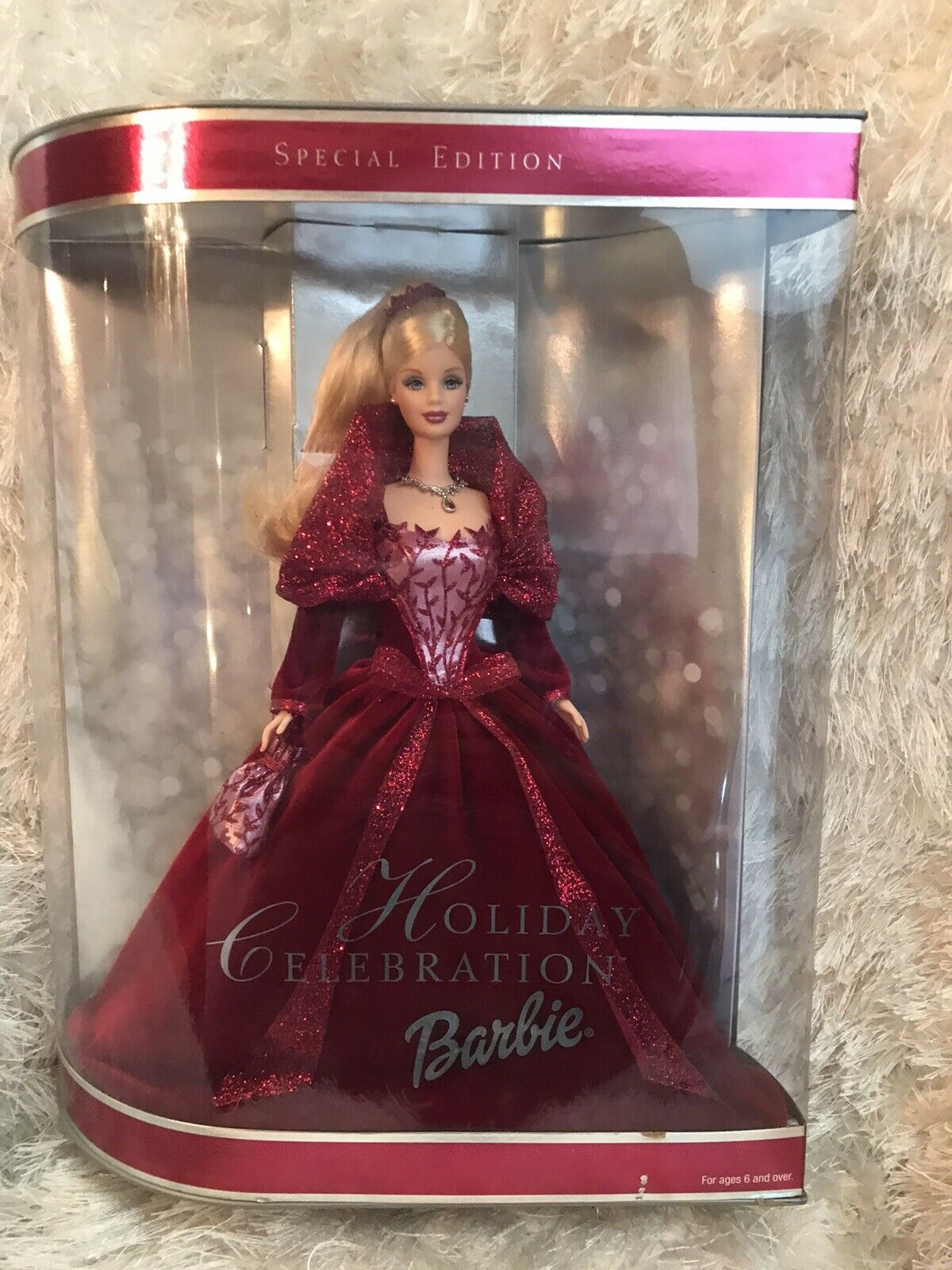 2002 Holiday Celebration Barbie W/ Red Velvet Dress Nrfb Gorgeous Doll