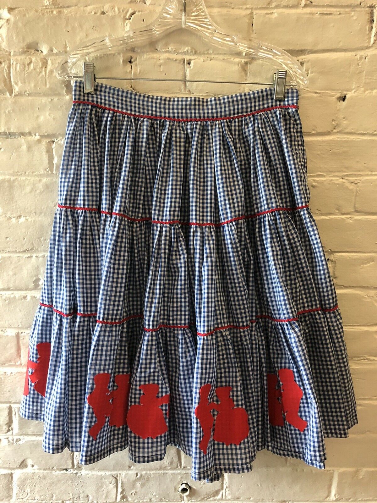 M Vintage Handmade Western Square Dance Skirt Blue Check